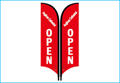 Double side open feather flags